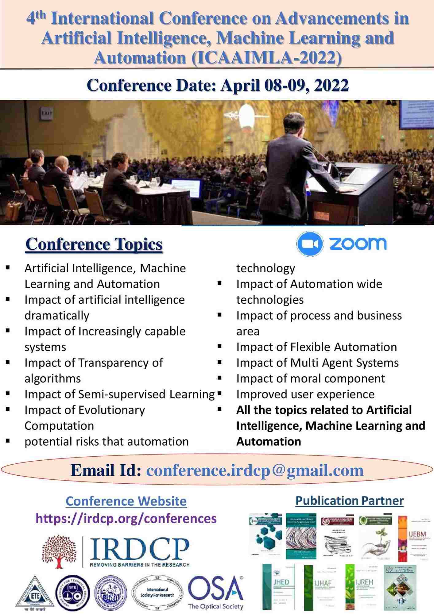 4th International Conference on Advancements in Artificial... IRDCP